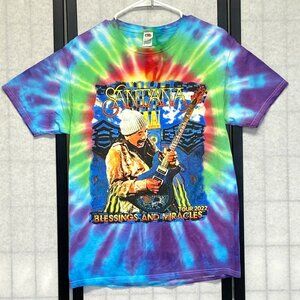 Carlos Santana Tie Dyed 2 Sided Graphic 2022 Tour Blessings and Miracles T Shirt